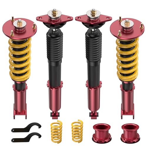 KUIPERAUTO Coilovers Lowering Struts Compatible for 2006-2010 Dodge Charger SRT-8 Front & Rear Shocks Adjustable Height Suspension Coil Spring Strut (RWD Only)(Set of 4)(Yellow) - size: 2006-2010 Dodge Charger