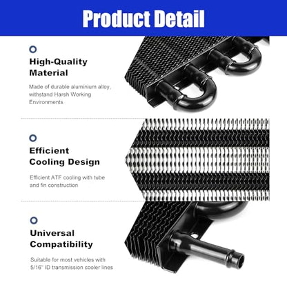 Universal 5/16" Transmission Oil Cooler, 4 Pass Tube and Fin Cooler Kit Aluminum Sliver - color: 4 Pass Sliver