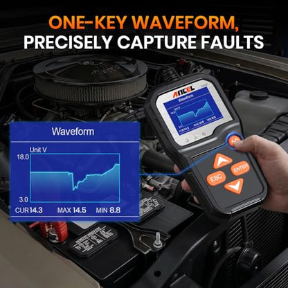 ANCEL BA301 6V 12V Car Battery Tester, 100-2000 CCA Automotive Load Tester Alternator Tester Auto Digital Battery Analyzer Cranking and Charging System Test Tool for Motorcycle Car Boat Truck SUV ATV - size: BA301