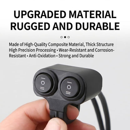 Universal Motorcycle Handlebar Light Switch, 12V/24V Headlight and Spotlight Dual Control Button, Triple Line Switch for ATV, Scooter, Off-Road Bike (1 Pack)