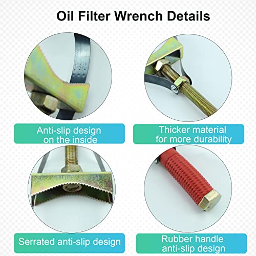 Oil Filter Wrench Removal Tool Heavy Duty Adjustable Strap 9-15 cm Diameter for Truck Excavators