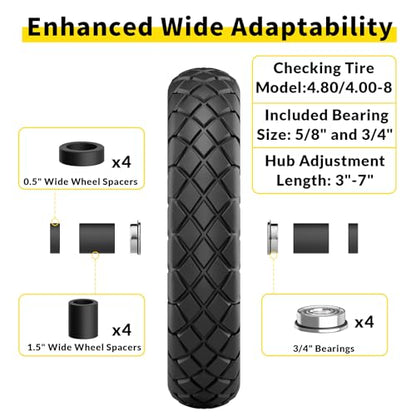 RONPOW 4.80/4.00-8 Flat Free Wheelbarrow Tire and Wheel, 16" Black 2-Pack