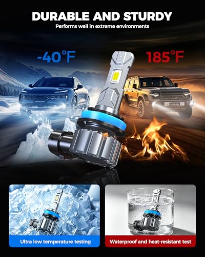 Marsauto M1S 9005+H11 180000LM Fanless LED Bulbs 6000K Cool White, 4-pack - color: SUPER 6000K WHITE, size: 9005+H11