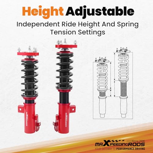 maXpeedingrods Coilovers for Honda Civic 2012-2015 FG3 FB2, 24 Levels Damper Adjustable Coilovers Suspension Kit, Height Adjustable Struts, Lowering Kit, Red