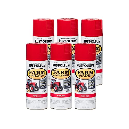 Rust-Oleum Farm & Implement Ford Red Spray Paint - color: Ford Red, size: 12 Ounce (Pack of 6)
