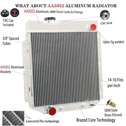 1965 66 1966 Mustang Radiator For 60-66 Ford Falcon Mustang Mercury Comet - size: 3 Row Radiator w/CNC Cap