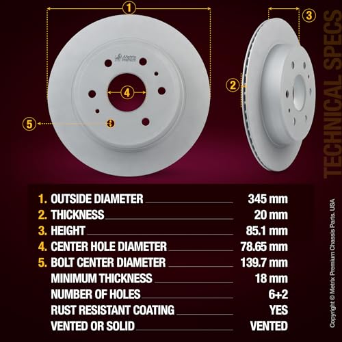 Metrix Premium Chassis Parts 330&345mm F/R Brake Rotor Kit Fits GMC Yukon - size: 96333MT