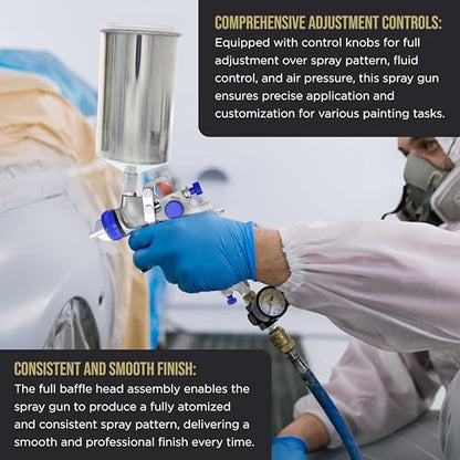 TCP Global Professional HVLP Spray Gun 1.5mm - Gravity Feed Auto Paint Gun - size: 1.5mm