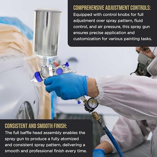 TCP Global Professional HVLP Spray Gun 1.5mm - Gravity Feed Auto Paint Gun - size: 1.5mm