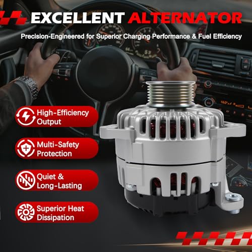 11256 Alternator Fit for 2008-2019 Frontier, 2008-2015 Titan, 2008-2012 Pathfinder, 2007-2015 Armada, 07-15 Xterra, 08-10 QX56, 09-12 Equator, 4.0L 5.6L, 130Amp 12V Alternator OE 11256N - size: 11256 | 130A