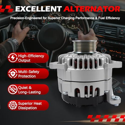 11256 Alternator Fit for 2008-2019 Frontier, 2008-2015 Titan, 2008-2012 Pathfinder, 2007-2015 Armada, 07-15 Xterra, 08-10 QX56, 09-12 Equator, 4.0L 5.6L, 130Amp 12V Alternator OE 11256N - size: 11256 | 130A