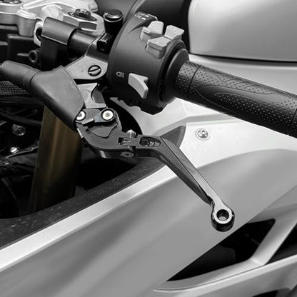 MFGZD Motorcycle Clutch Brake Levers Extendable Compatible with Yamaha MT-07 2014-2024 Long Brake Clutch Levers Foldable Aluminum Modified Brake Adjustable Handle (Black) - style: MT07 Black