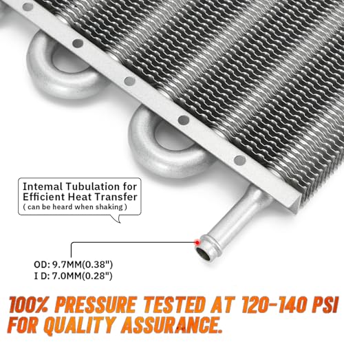 Universal 5/16" Transmission Oil Cooler Kit Aluminium alloy 10 Pass Tube & Fin Sliver - color: Sliver, size: 10 Pass
