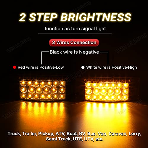 TMH 2 Pcs 6 Inch Clear Lens Amber Light with Reflectors 20 LED Trailer Signal Lights Two Step Bright Fit for Pickup RV SUV ATV Trucks Front Tail Lamps 12V DC - color: Clear Lens Amber (2 Pcs)