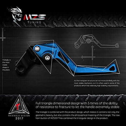 MZS Blue Motorcycle Clutch Brake Levers, Short Adjustable CNC Handle Set - color: Blue