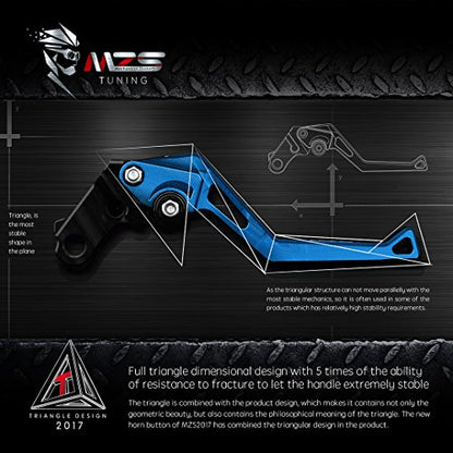 MZS Blue Motorcycle Clutch Brake Levers, Short Adjustable CNC Handle Set - color: Blue