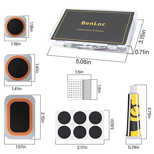 Bike Inner Tire Patch Repair Kit - Bycicle Tube Puncture Patches Kits, 30PCS Vulcanizing Patches, Glueless Patchs for Motorcycle BMX Cycling MTB Road Mountain Bicycle - color: Black
