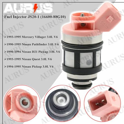 6pcs AURUS OEM Fuel Injectors 16600-88g10 JS20-1 Compatible With Mercury Villager (1993-1995), for Nissan Pathfinder (1990-1995) D21 Pickup (1990-1994) Quest (1993-1995) 3.0L V6 Cylinder - size: 6 pc
