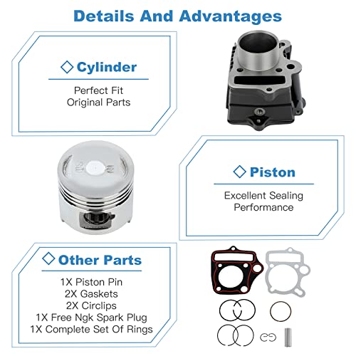 Eccpp Cylinder Piston Kit 1969-1978 for Honda for Z50A Dirt Bike Pit Bike - size: For Honda crf50