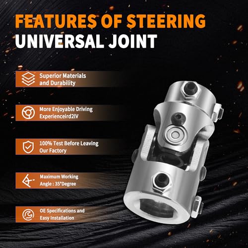 1" DD X 3/4" DD Chrome Steering Universal Joint Single U Joint Shaft,Total Length: 83mm (3-1/4")