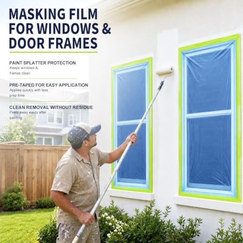 12 Rolls Pre-Taped Masking Film, 22" x 66 ft Painters Plastic