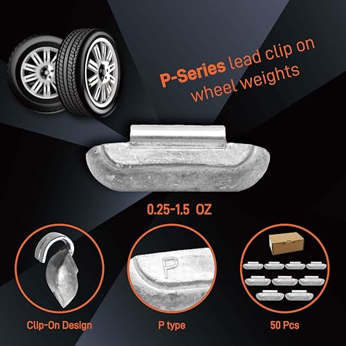 P Type 0.75oz Wheel Weights Lead Clip on 50Pcs/Box Fits Steel Rim - size: P-0.75 Oz