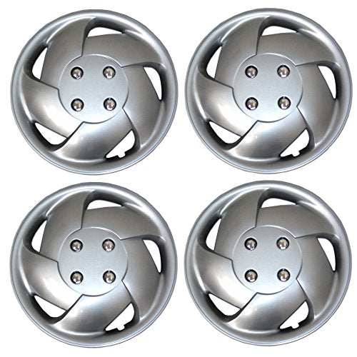 WC3-15-8083-S - Pack of 4 Hubcaps - 15-Inches | Silver | Style 083 Style Snap-On (Pop-On) Type Metallic Silver Wheel Covers Hub-caps - size: 15-Inches | Silver | Style 083