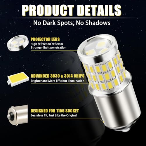 iBrightstar 1156 LED Bulb White, BA15S 1141 Camper Rv LED Lights Bulbs Super Bright for Back Up Reverse Lights Brake Tail Lights Turn Signal Lights, 2 Pack - color: White, size: 1156