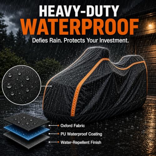 360° Fully Enclosed Motorcycle Cover,All-Season Waterproof Sun-Proof Outdoors Fits Motorcycles,Compatible with Harley Davidson, Honda, Suzuki, Yamaha (XL106X45X59) - size: XL106X45X59