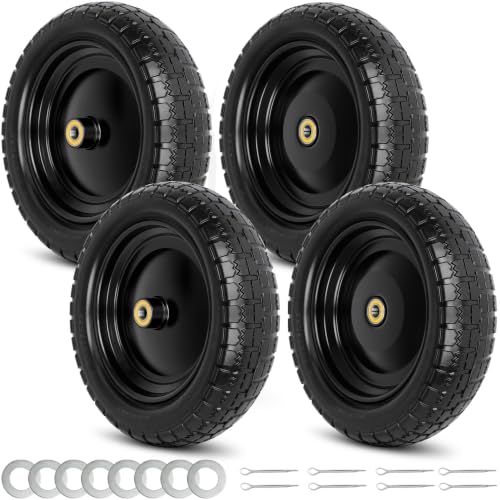 GICOOL 13'' 4.00-6'' Flat Free Solid Wheelbarrow Tire and Wheel, 4 Pack - size: 13"x4.00-6 Flat-free Tire - 4 Pack