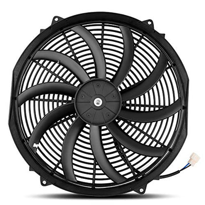 MONOKING 2PCS 16" 16 inch Electric Radiator Fan Universal High Performance Reversible 16inch Electric Engine Radiator Cooling Fans with Mounting Kit 2500 CFM 12 Volts 10 Amps 120 Watts, Black - size: 16 Inch-2PCS