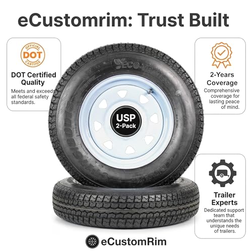 eCustomrim Trailer Tire Rim Assembly ST175/80D13 13 Inch 5 Lug White