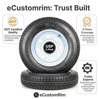 eCustomrim Trailer Tire Rim Assembly ST175/80D13 13 Inch 5 Lug White