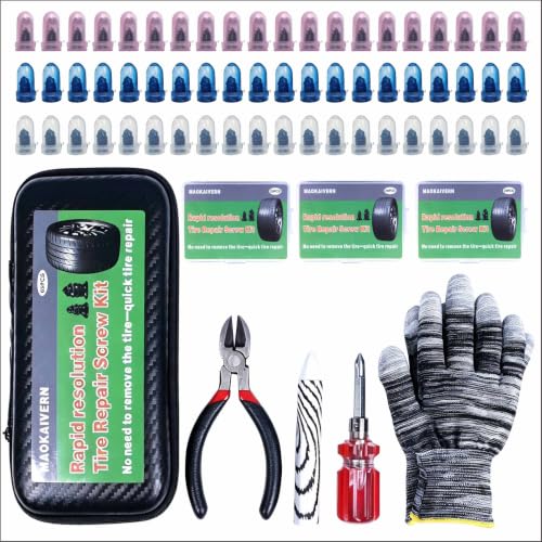 65PCS Tire Plugs, Tire Plugs Screw Type, User-Friendly for All Drivers, Screw in Tire Repair Plugs and Screw Tire Plug Kit, for Temporary Puncture Repair on Cars, SUV Tires(Black) - color: Black