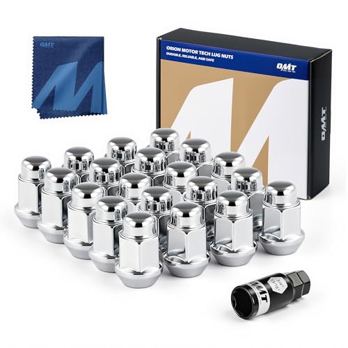 OMT 1/2"-20 Lug Nuts with Cone Seat, 20pcs Lug Nuts Set with 1 Socket Key - color: Silver, size: 1/2"-20, style: 20Pcs 1.38"Long