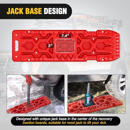 Nilight Recovery Off-road Traction Boards with Jack Lift Base 2 Pcs Red - color: Red, size: Traction Boards w/Jack Lift Base