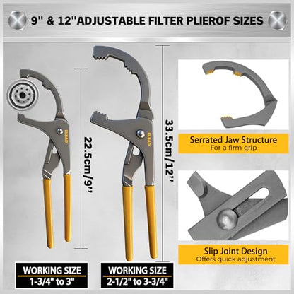 ELEAD 9-Piece Ultimate Oil Filter Wrench Set - Professional Oil Filter Removal Tool, Swivel Head Oil Filter Wrenches, Adjustable Oil Filter Remover Pliers, Universal Oil Filter Wrench and Valve Lapper - style: Multi-Use Set