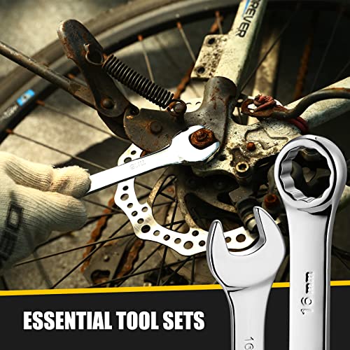 DEKOPRO Combination Wrench Set, Metric, 15-piece, 8-22mm, 12-Point, Chrome Vanadium Steel, with Plastic Tray - size: 15-Piece (Metric: 8-22 mm)
