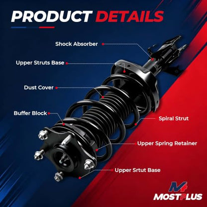 MOSTPLUS 2pcs of Rear Left Right Side Complete Shocks Strut Coil Spring Assembly 171312 Compatible for 2000-2006 Nissan Sentra - style: 02-06 Sentra Rear Struts (2PCS)