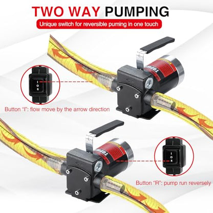 TOPWAY 110V Gasoline Fuel Pump Kit, Self-priming Oil Transfer Pump with Handle, Reversible Pumping, Overheat Protection, Explosion-Proof, Oil Hose, Nozzle for Gasoline Fuel Diesel Kerosene Removal - style: 110V 3.7GPM KIT