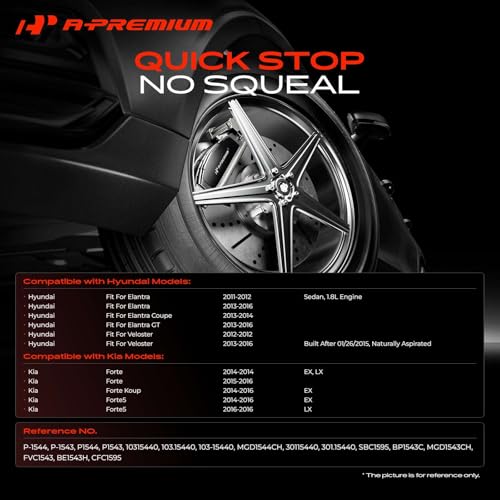 A-Premium Front and Rear Ceramic Brake Pads Compatible with Hyundai & Kia