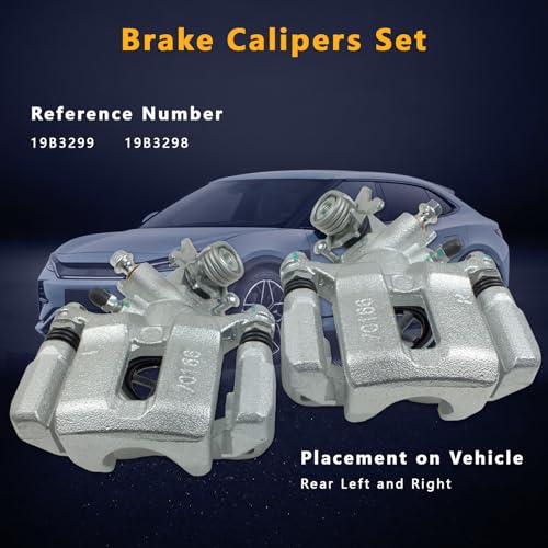 2 Pcs Brake Calipers w/Bracket Fit for 2006-2015 Honda Civic 2006-2018 Acura CSX ILX, Driver and Passenger Side Disc Brake Calipers Replace for 19B3298 19B3299 - size: 19B3298+19B3299