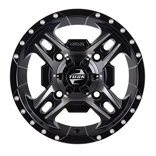 TUSK 4/156 Beartooth Wheel 14x7 5.0 + 2.0 Machined/Black for Kawasaki Mule Pro-FXT 820 Ranch Edition 2022-2023