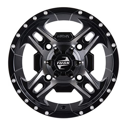 TUSK 4/156 Beartooth Wheel 14x7 5.0 + 2.0 Machined/Black for Kawasaki Mule Pro-FXT 820 Ranch Edition 2022-2023