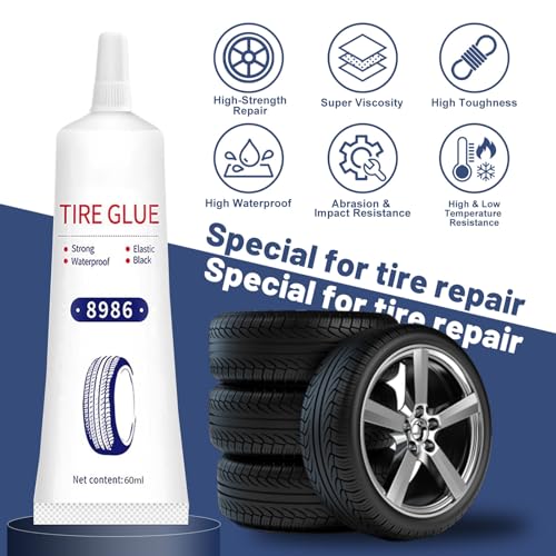 1DFAUL 24Pcs Tire Repair Glue Kit, 120ml Tire Patch Glue with Rubber Nail