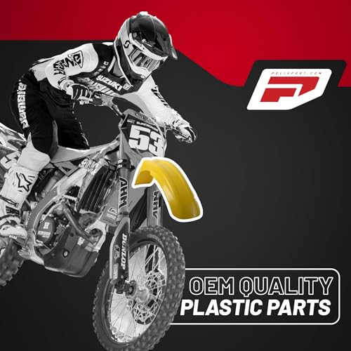 Polisport Motocross (MX) Replica Plastic Kit for Suzuki RM 125/250 (2001-08) Dirt Bike – OEM Quality, Durable, Flexible & Perfect Fit – Yellow/White