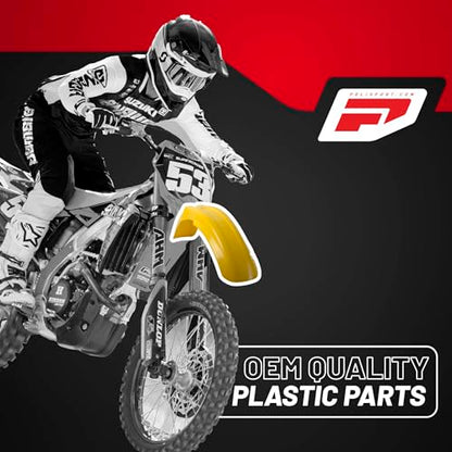 Polisport Motocross (MX) Replica Plastic Kit for Suzuki RM 125/250 (2001-08) Dirt Bike – OEM Quality, Durable, Flexible & Perfect Fit – Yellow/White