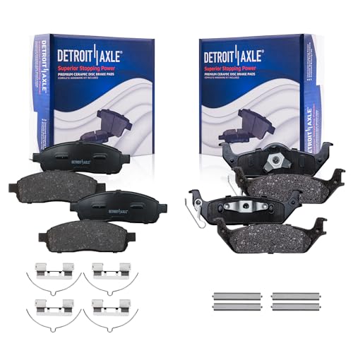 Detroit Axle - 4pc Brake Pads for 2009 Ford F-150, 4 Front and Rear Ceramic - size: 4P280004/Kit