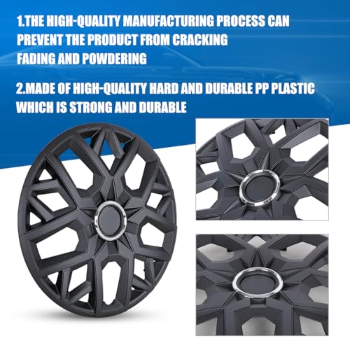 Winjet 14'' Set of 4 Universal Hubcaps Wheel Cover Replacement R14 Hub Caps,PP Material Universal Wheel Rim Cover,Auto Tire Replacement Exterior Cap (14 Inch,Set of 4,Matte Black) - color: Matte Black(5181-BP-14), size: 14 inch