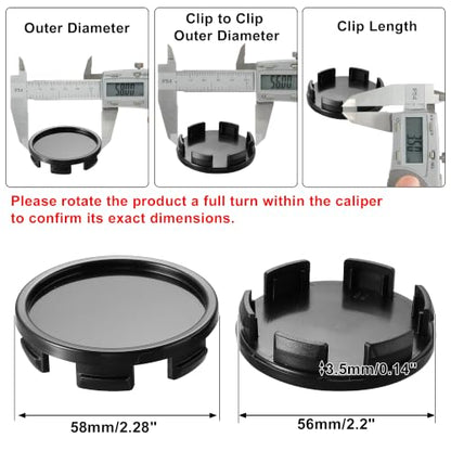 X AUTOHAUX 4 Pcs OD 58mm/2.28" Black 6 Clips Car Wheel Center Hub Cap Cover